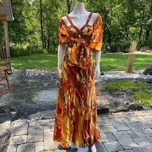 Cartise Fall Maxi Silky Beaded Sleeveless Gown & Sash M​​​